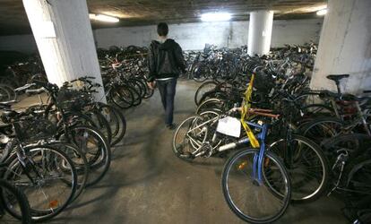 Depósito municipal de San Sebastián donde se custodian las bicis abandonadas.