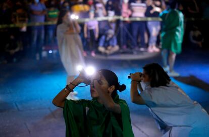 Miembros del colectivo chileno Las Tesis, durante un acto en Guadalajara (México), en marzo de 2022.