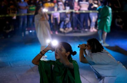 Miembros del colectivo chileno Las Tesis, durante un acto en Guadalajara (México), en marzo de 2022.
