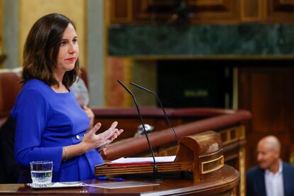  Ione Belarra interviene durante el pleno celebrado este miércoles en el Congreso de los Diputados. 
