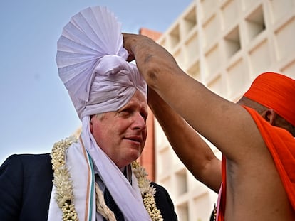 Boris Johnson, este jueves, en Gandhinagar (India)