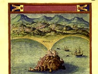 Página de Peñíscola en el atlas de Pedro Texeira, de 1634.