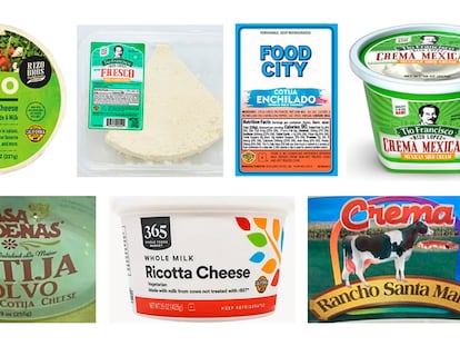 This image provided by the U.S. Centers for Disease Control and Prevention on Tuesday, Feb. 6, 2024 shows brands of cheese recalled due to a decade-long outbreak of listeria food poisoning that killed two people and sickened more than two dozen.