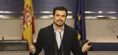 Alberto Garzón, en el Congreso de los Diputados, el pasado febrero.