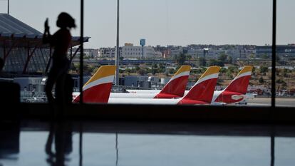 Aviones de Iberia en el aeropuerto de Madrid-Barajas.