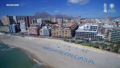 La playa de Benidorm a vista de dron esta Semana Santa.
 