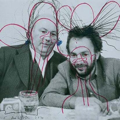 Autorretrato doble, 'Arnulf Rainer Dieter Roth. Ohrenbild, 7.11.74'.