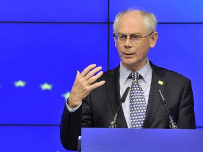 El presidente de la UE, Herman Van Rompuy, durante su comparecencia.