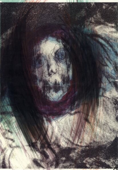 Un acrílico sobre impresión láser por Arnulf Rainer.