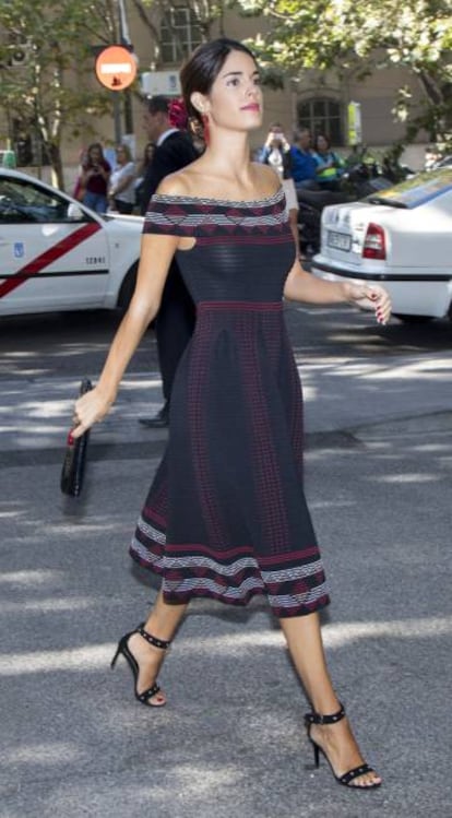 Sofia Palazuelo llegando a la boda de Luis Martínez de Irujo con Adriana Martín en el Palacio de Liria, en octubre de 2016.