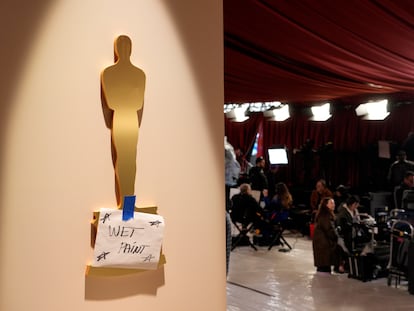 Un detalle de los preparativos para la gala de los Oscar en el Teatro Dolby de Los Ángeles, el pasado viernes.