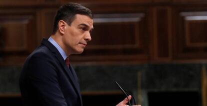 El presidente del Gobierno, Pedro Sánchez, en una sesión plenaria.