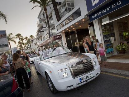 Luxury cars on the streets of Marbella.