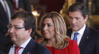Fernández Vara, Díaz y Fernández, en el Palacio Real.