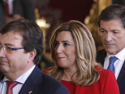 Fernández Vara, Díaz y Fernández, en el Palacio Real.