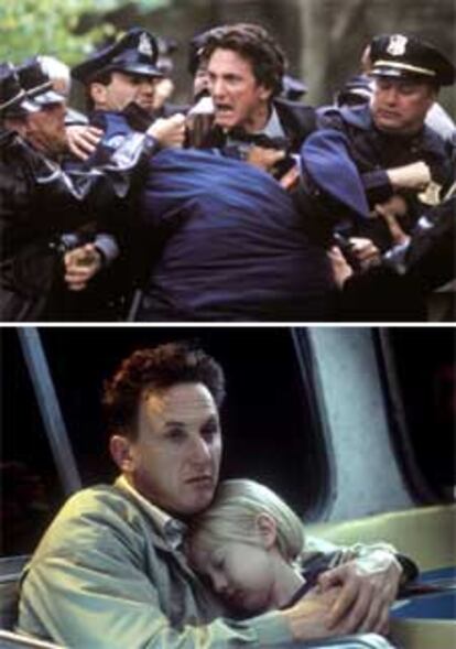 De izquierda a derecha, Sean Penn en <i>Yo soy Sam </i> y <i>Mystic River</i>.