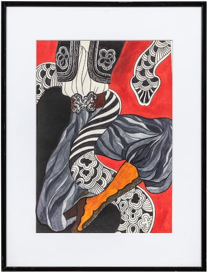Yves Saint Laurent, obra sin título. Rotulador y témpera sobre papel.