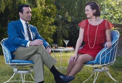 Jon Hamm y Elisabeth Moss, Don y Peggy en 'Mad Men'.