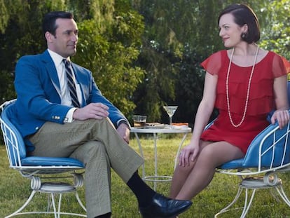 Jon Hamm y Elisabeth Moss, Don y Peggy en 'Mad Men'.