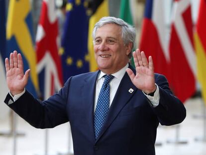 El presidente de la Eurocámara, Antonio Tajani, durante la cumbre de la semana pasada en Bruselas.