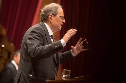 El president del Parlament, Quim Torra, este jueves en el Parlament.