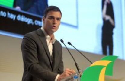 El secretario general del PSOE, Pedro S&aacute;nchez, interviene durante la inauguraci&oacute;n del IX Congreso Estatal de Unidad Progresista.