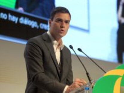 El secretario general del PSOE, Pedro S&aacute;nchez, interviene durante la inauguraci&oacute;n del IX Congreso Estatal de Unidad Progresista.