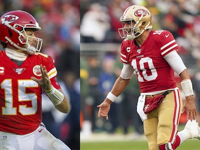 Patrick Mahomes y Jimmy Garoppolo, en 2019.