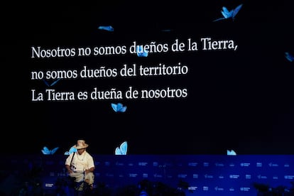 Un líder indígena durante la ceremonia de inauguración de la COP16, en Cali (Colombia), en octubre de 2024.