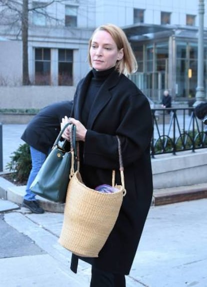 Uma Thurman, a su llegada al tribunal de Nueva York.