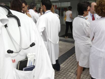 Jornada de huelga de médicos en el hospital universitario Puerta de Hierro de Madrid.