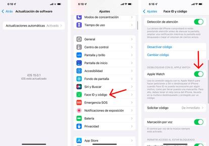 Reactive el desbloqueo del móvil con el Apple Watch.