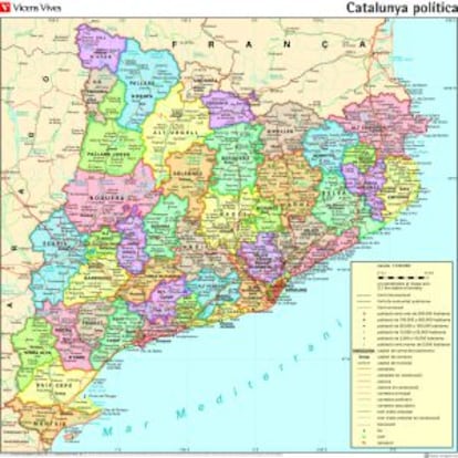 El mapa polític de Catalunya, amb el Moianès en verd.