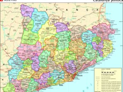 El mapa polític de Catalunya, amb el Moianès en verd.