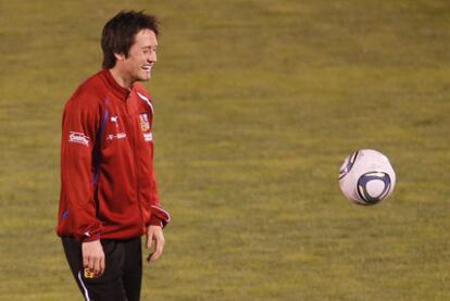 Rosicky, durante el entrenamiento de la selección checa.