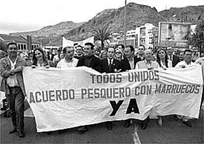 Manifestación por el acuerdo pesquero en Almería.