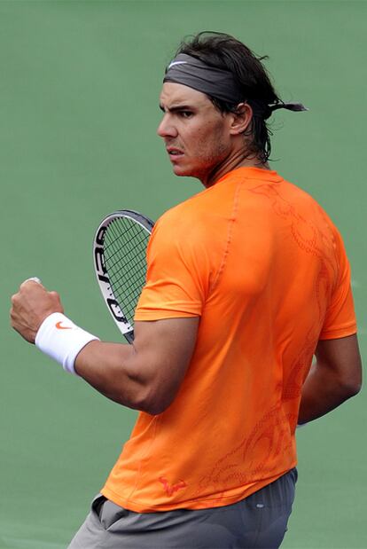 Nadal celebra su triunfo contra Del Potro.