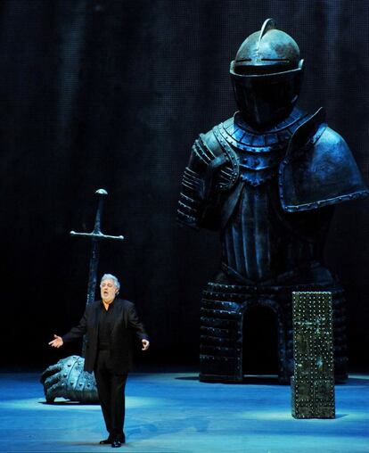 El tenor español Plácido Domingo durante el ensayo del pasado día 1.