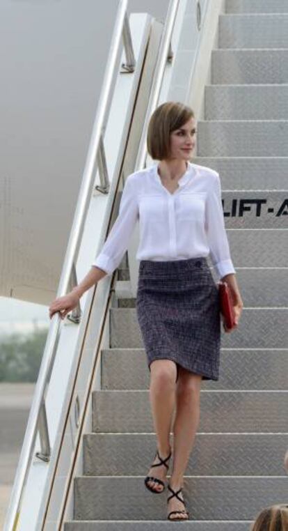 Letizia Ortiz, vestida con un diseño de Carolina Herrera.