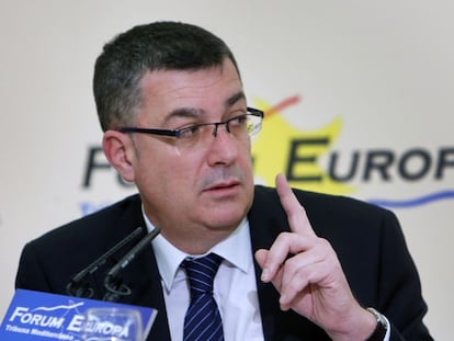El presidente de las Cortes, Enric Morera, en el Fórum Europa.