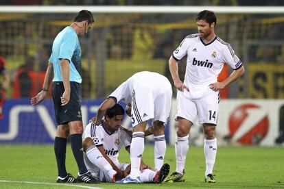 Khedira, Pepe y Alonso, en el último partido contra el Borussia Dortmund.