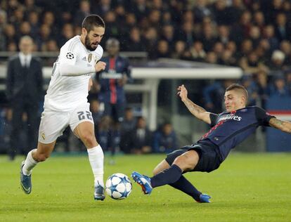 Isco, del Real Madrid, frente a Marco Verratti, del PSG.