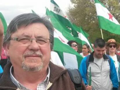 Manuel Rodr&iacute;guez, durante una protesta del SAT.