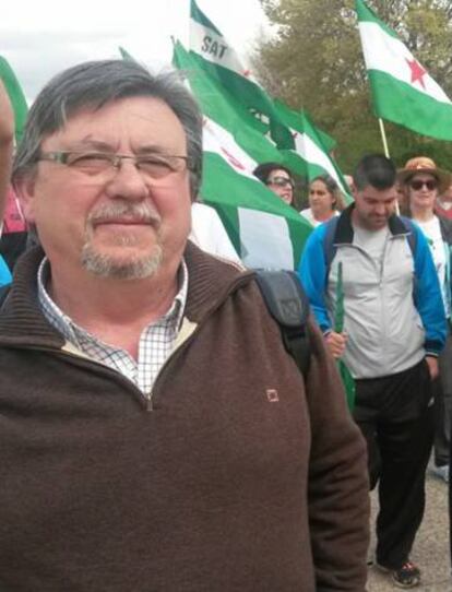 Manuel Rodr&iacute;guez, durante una protesta del SAT.