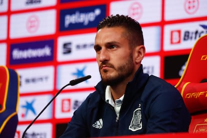 Koke, durante la rueda de prensa que ofreció este martes en la Ciudad del Fútbol de Las Rozas. /AFP7