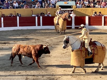 El tercer toro de la tarde, en el tercio de varas.