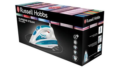 Este modelo de plancha de la marca Russell Hobbs también tiene una función vertical para tratar cortinas.