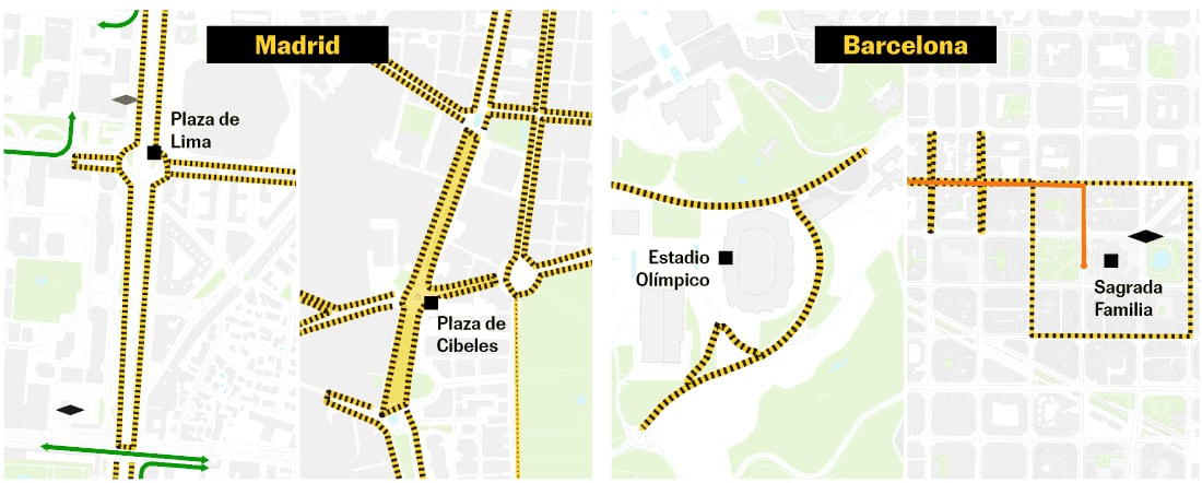 Todos los cortes de tráfico de Madrid y Barcelona, calles a evitar y restricciones a la movilidad por la visita del Papa en España