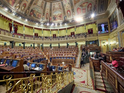 Vista general de una sesión plenaria, en el Congreso de los Diputados, esta mañana.