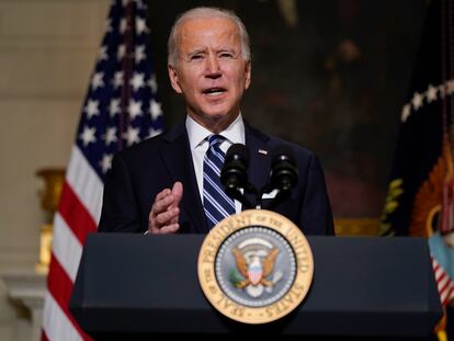 O presidente Joe Biden durante uma entrevista coletiva na terça-feira sobre a resposta à covid-19.